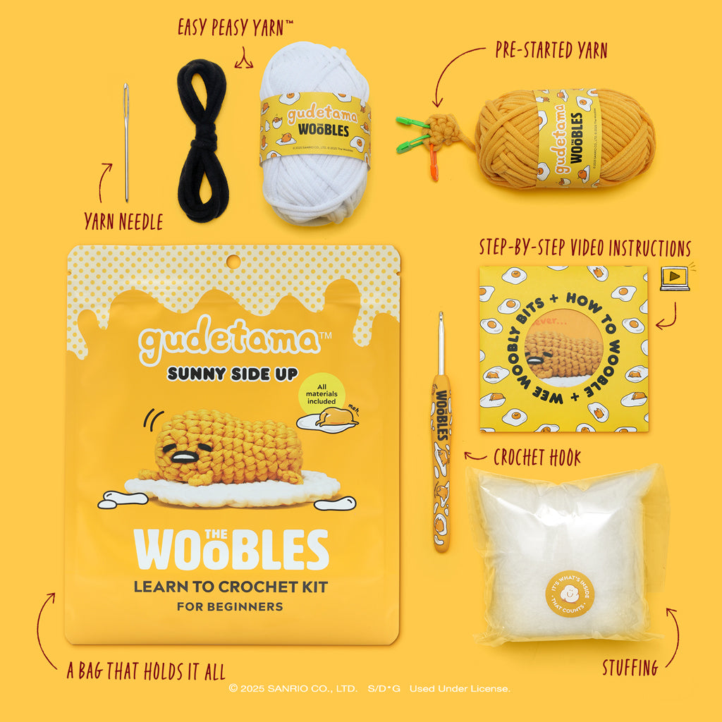 Gudetama™ Sunny Side Up Crochet Kit for Beginners | The Woobles - Image 4