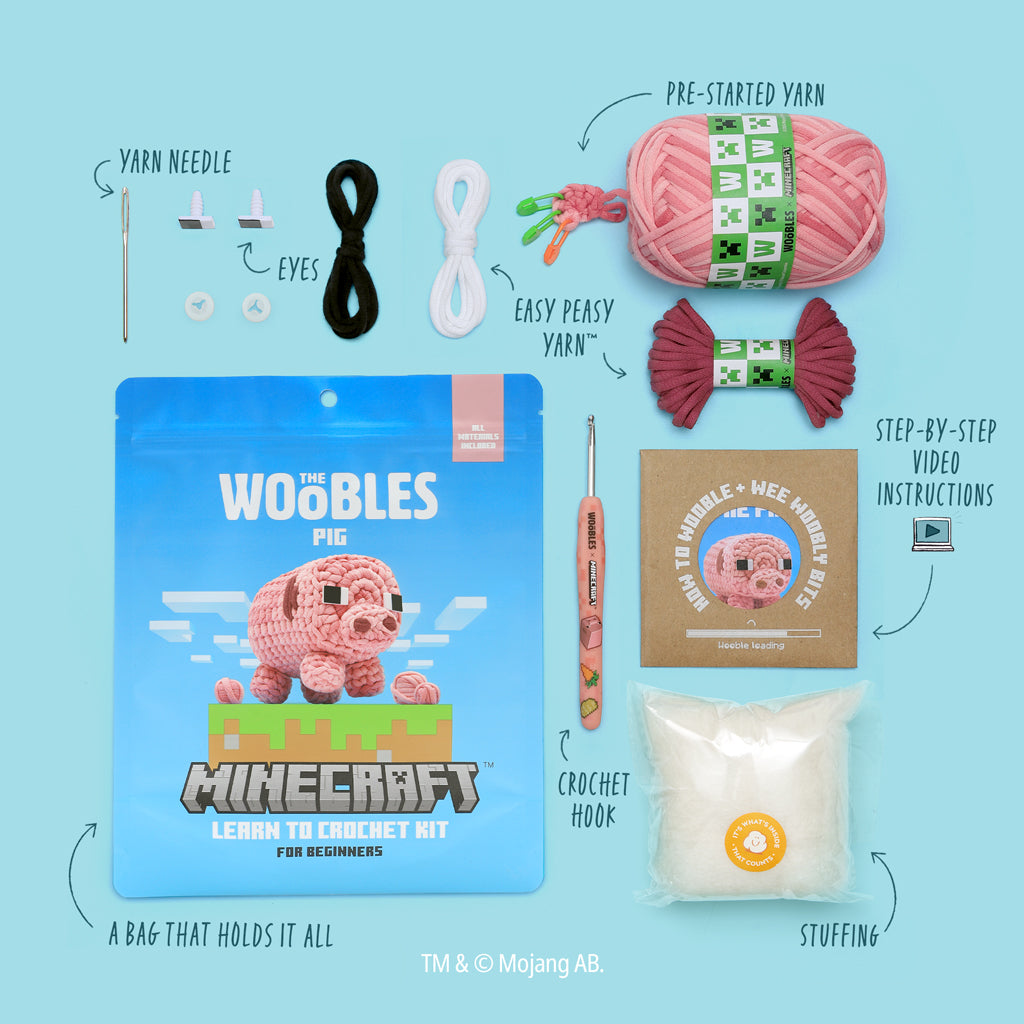 Minecraft Pig Crochet Kit for Beginners | The Woobles - Image 3