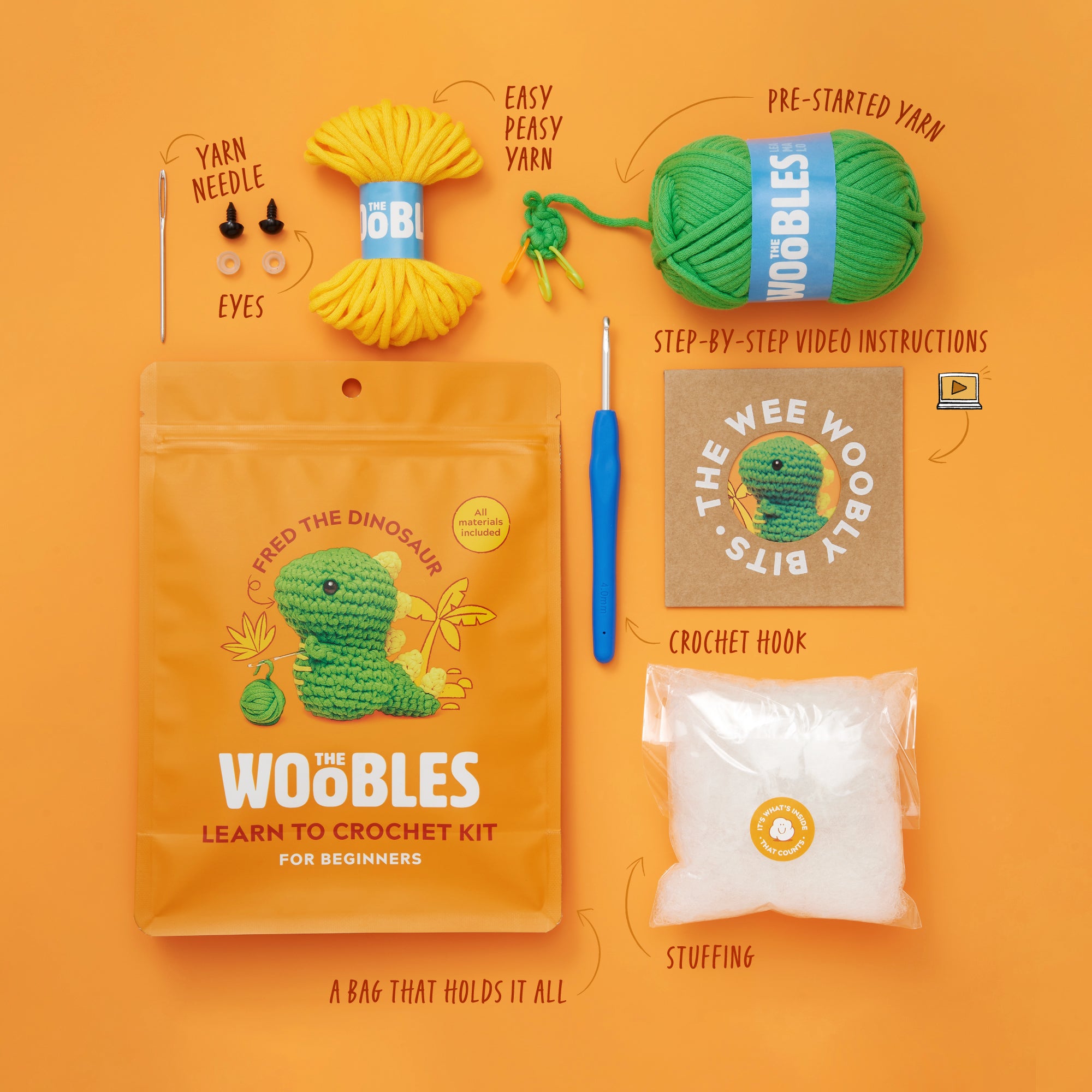 Dinosaur Crochet Kit for Beginners | The Woobles - Image 3